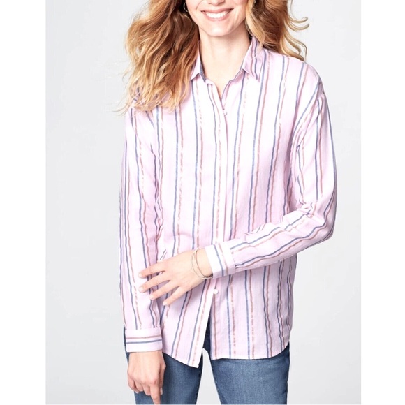 J. Jill metallic stripe Easy Everyday button down - Picture 7 of 8